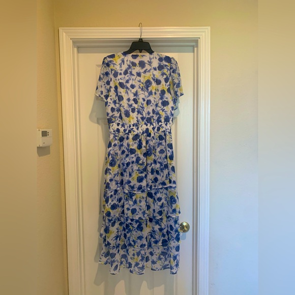 Vince Camuto Blue and Yellow Floral High Low Dress - Picture 3 of 5